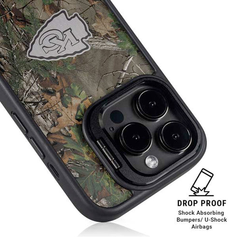 NFL Kansas City Chiefs Realtree Xtra Green Camo iPhone 15 Pro Kickstand Case